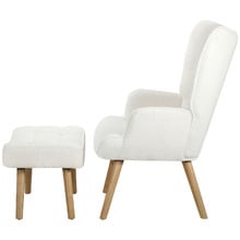 2 Piece Leander Boucle Armchair & Footstool Set